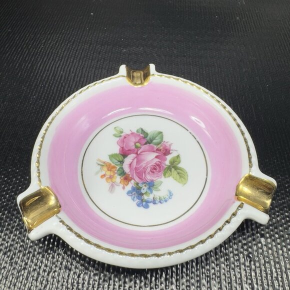 Vintage Schumann Arzberg Germany Dish Ashtray With An Antique Pink Floral Design - Picture 6 of 10